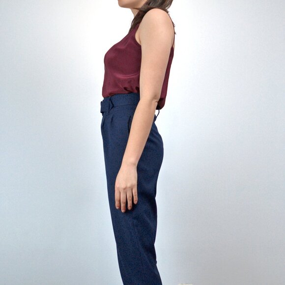 Jay Godfrey Burgundy Silk Camisole, V Neck Tank Top with Sheer Layer, sz 2 - Picture 2 of 8